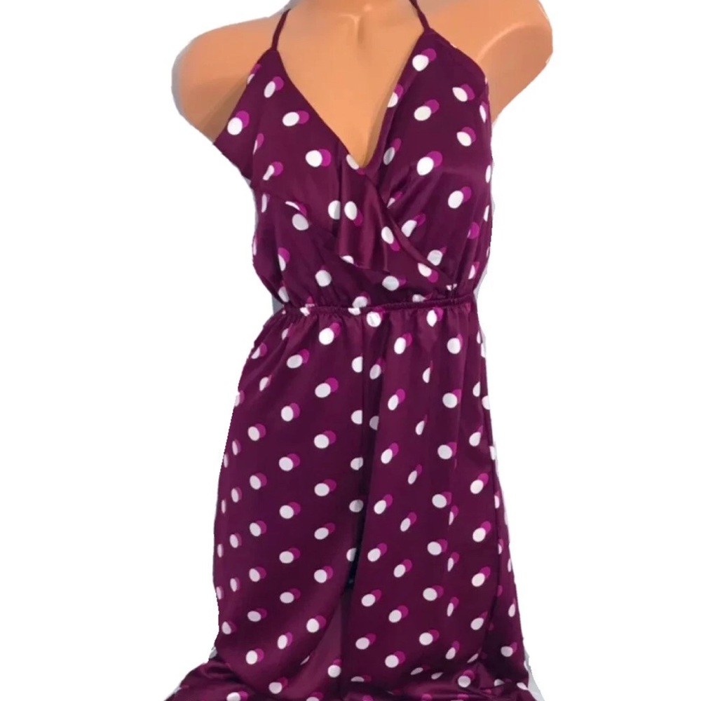 Victorias Secret Polka Dot Wide-Leg Jumpsuit in Burgundy